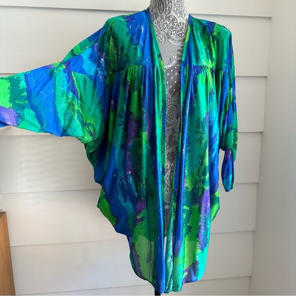 Vintage Oscar de la Renta Swimwear Cover Up Jacket Shawl size M - Picture 2 of 7